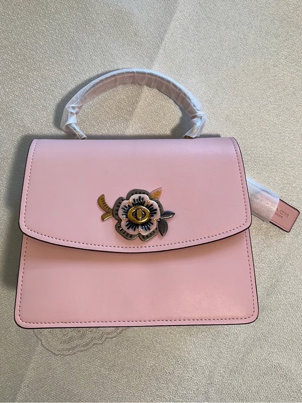 ISO!!! Coach Pink Leather Top-Handle Satchel with Floral Turnlock DO NOT BUY